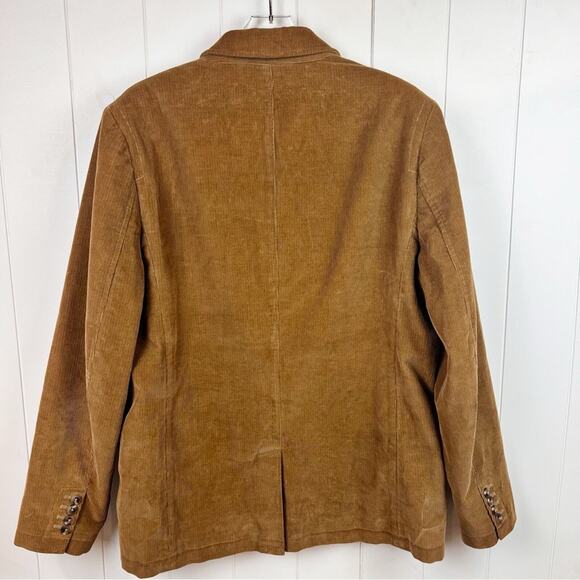 LL Bean Blazer Mens 40R Camel Corduroy Flannel Plaid Lined Button Up Jacket - Picture 8 of 13
